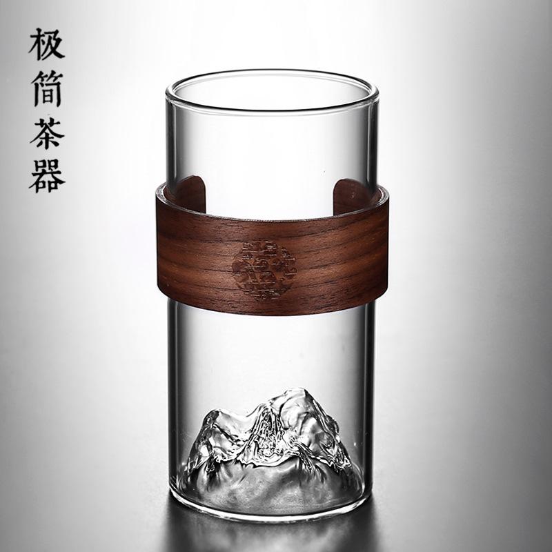 2 Pcs High Borosilicate Glass Green Tea Cup Creative Transparent Japanese Tibetan Mountain Glass Cup with Handle Thickened Drinking Cup