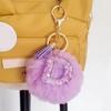 Adorable A-Z Letters Initial Keychain Sparkling Resin Alphabet Fluffy Hairball Pendant Backpack Decoration Accessories Gifts