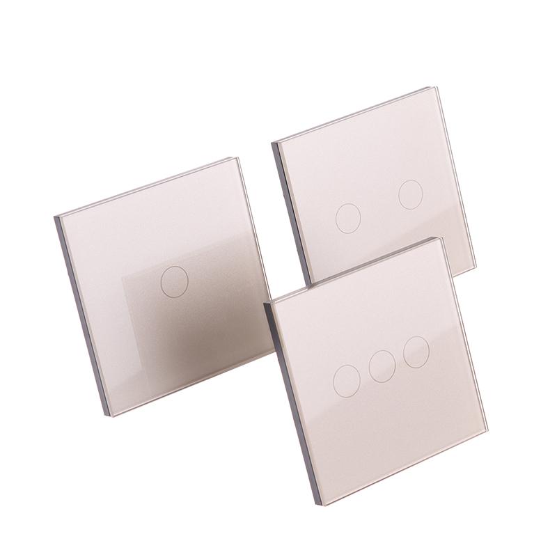 1/2/3Gang Touch Switch 1Way Type-C Usb Wall Sockets Light Switch With Power Sockets Glass Panel Gold