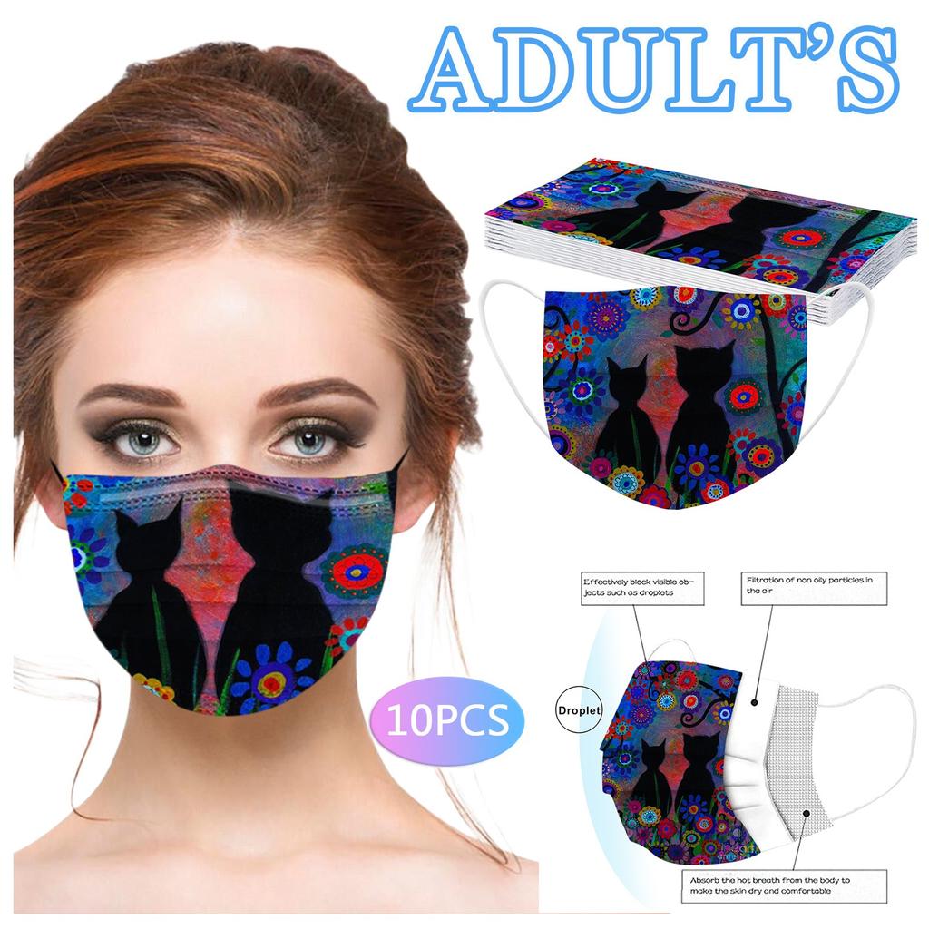 10PCS Adult's Mask Disposable Face Mask Industrial 3Ply Ear Loop