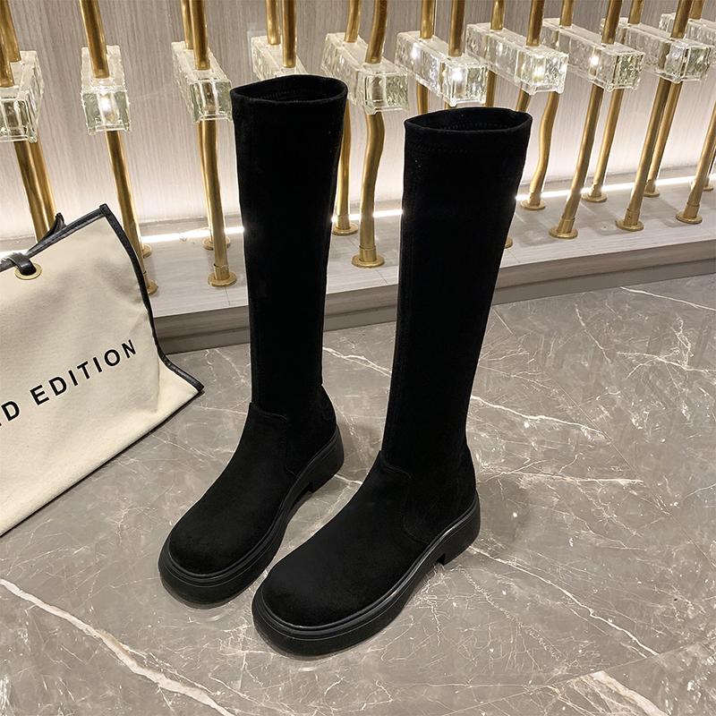 2024 Hot Sale Round Head Outdoors Winter Women's Snow Boots Solid Color Casual Comfortable Waterproof Women Knee Length Boots