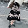 Thickened Autumn/Winter Knitted Skirt for Women High Waist Striped Knitted Pleated Skirt