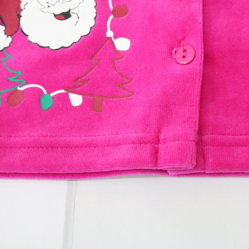 Kids Girl Velour Winter Shirt Set Casual Set Sports Outfits Button Warm Clothing T-Shirt Long Sleeve Trousers Christmas Clothes