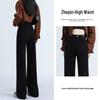 Women's High-Waisted Black Jeans - Slimming Petite Fit, Straight-Leg Style for Spring & Autumn 2025
