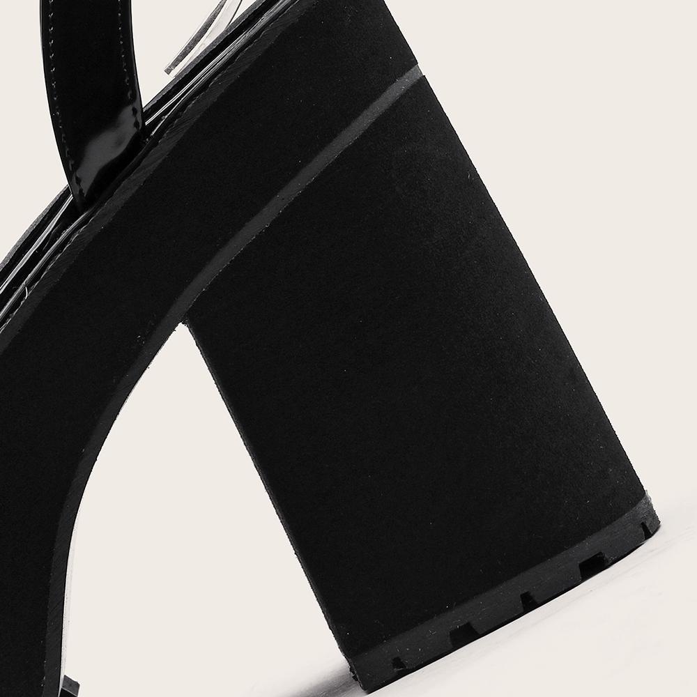 Gdgydh Platform Heels for Women Patent Leather Goth Platform Sandals Womens Chunky Heel Open Toe Ankle Strap Fashion Bowknot