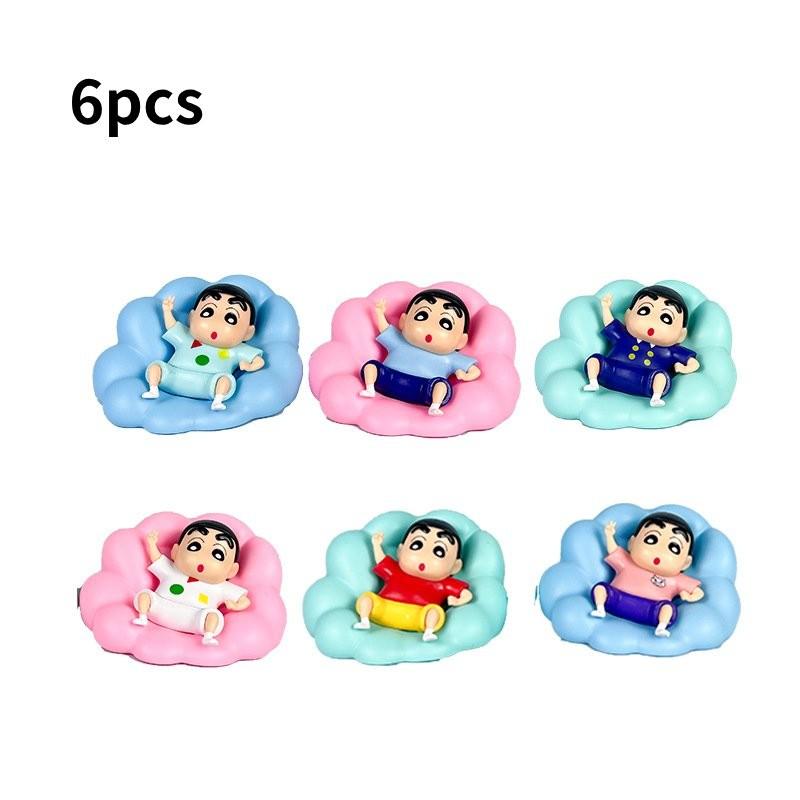 6pcs Cloud Pajamas Crayon Shin Chan Toy Doll Pvc Model Desktop Decor Gifts Xmas