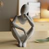 Abstract Thinker Statue Sit In Meditation Figure Desktop Philosopher Figurine for Home