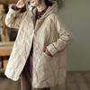 New Medium and Long Down Jacket for Women's 2025 Winter New Hooded Korean Literary and Retro White Duck Down To Keep Warm and Auspicious Clouds
