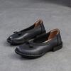 Johnature Genuine Leather Comfortable Low Heel Shoes Retro Versatile Pumps Round Toe Women's Shoes