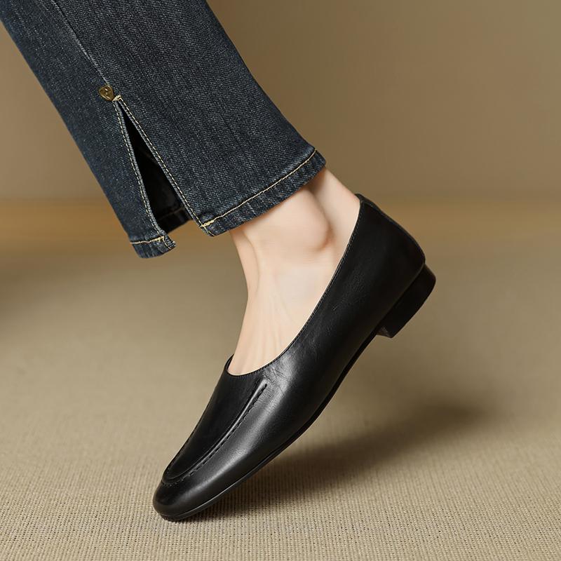 Fashion 2025 New Arrival Women Flats Heels Shoes Genuine Leather Soft Comfort Casual Shoes Woman Basic Spring Summer Flats Shoes