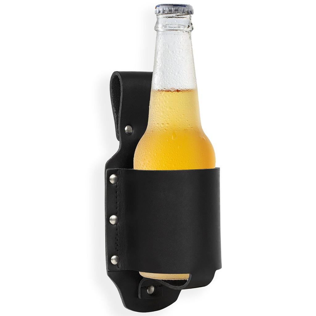 Classic Beer Holster Leather Beer Holster Outdoor Drink Cup Cover Round Protective Cover