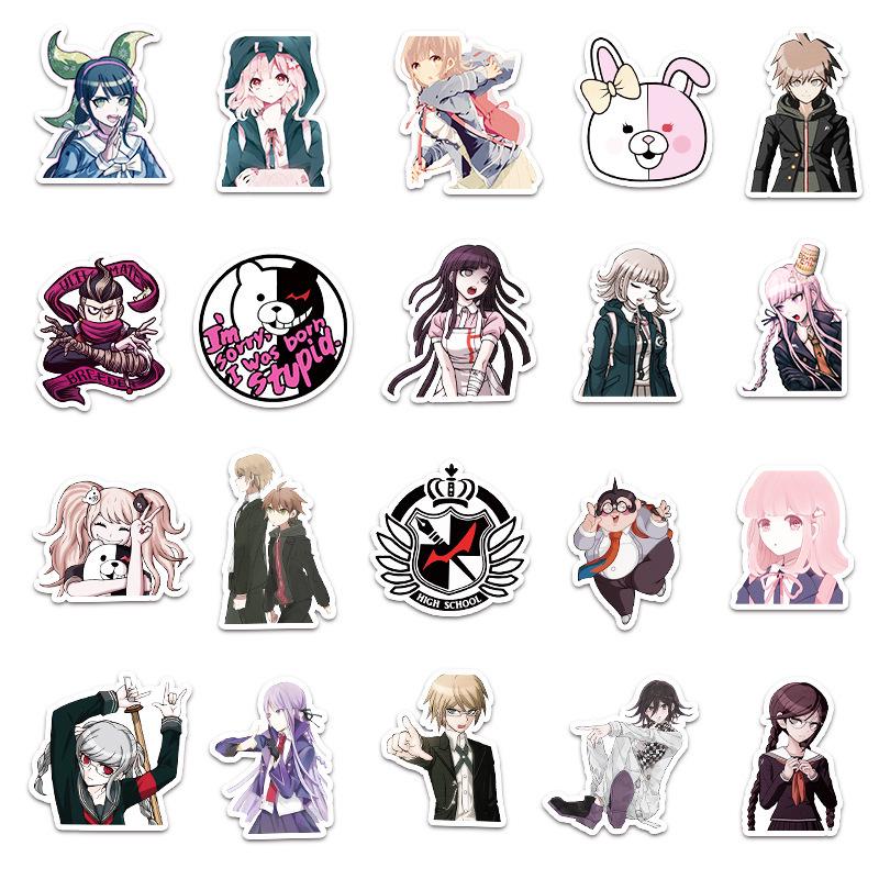 Danganronpa Mystery Game Stickers: 50 Cartoon Pack for Suitcase, Car, Scooter, and Fridge Decoration.