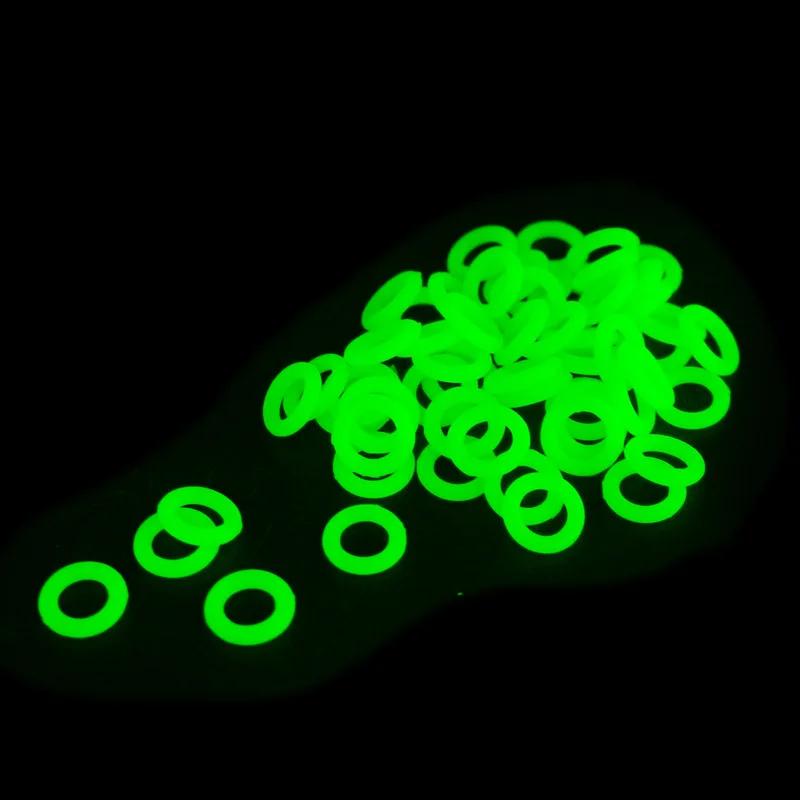 100pcs/lot Luminous Tent Pegs Ground Nail Tent Stakes Ring Silicone Night Warning Luminous Rings for Camping BBQ Tent Nail