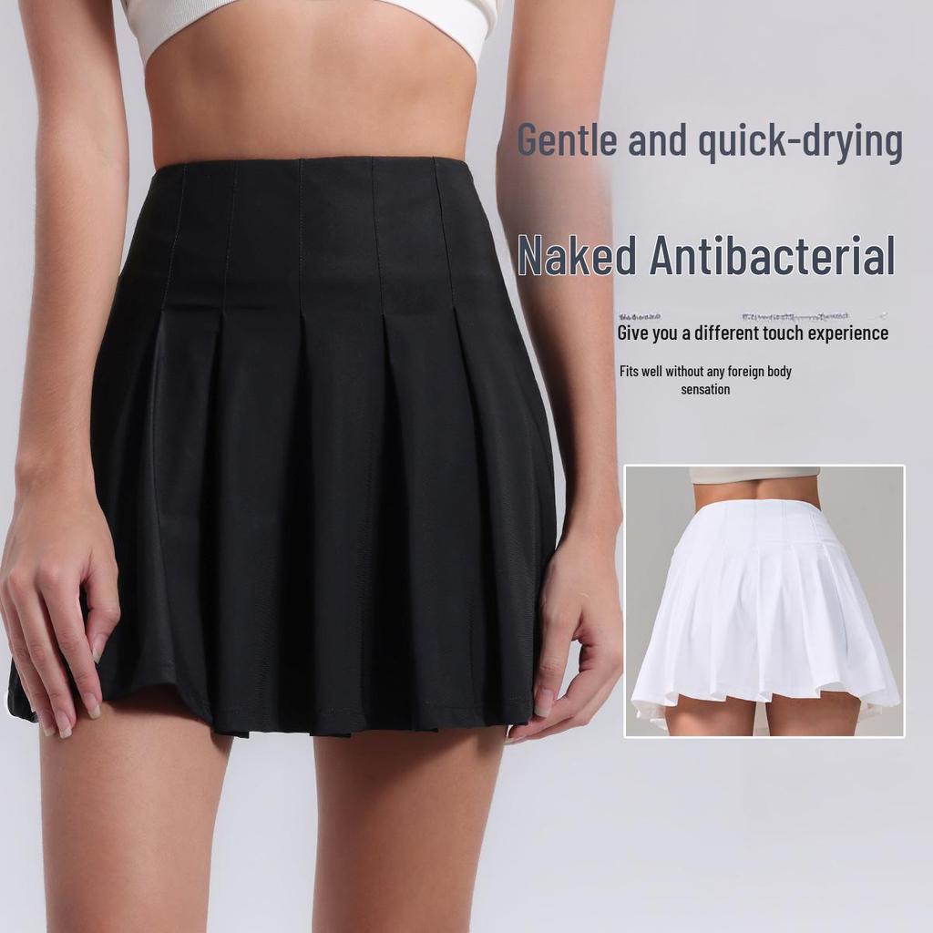 Lulu Sports Quick-Dry High Waist Skirt: Aerobic & Yoga Skort with Built-In Pockets, Anti-Exposure Pleats for Tennis & Fitness.