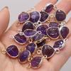 1Pc, Energy Natural Stone Amethyst Connector, Reiki Healing Purple Crystal Pendant Charms Heart Connectors for Jewelry Making DIY Necklace Accessories