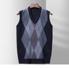 Vest Autumn and Winter New Men's V-neck Sleeveless Knitted Vest Sweater Diamond-shaped Middle-aged and Old-aged Leisure Sweater