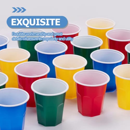 OUNONA Disposable Cups, Heat-Resistant, Colored Plastic Drinking Cups, 250ml, Double-Walled, Simple Design, Suitable for Kindergarten and Daycare, 100