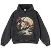 Streetwear Harajuku Crame Graphic Washed Black Oversized Unisex Y2K Hoodie