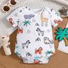 Infant Baby Boy Girl Jumpsuit Cute Animal All-over Print Short Sleeve Bodysuit Romper