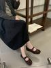 2025 New One-word Buckle with Split-toed Pig's Trotters Mary Jane Ballet Small Leather Shoes Women's Flat-bottomed Shallow Mouth Women's Single Shoes