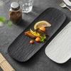 Black and White Frosted Rectangular Plate Ceramic Long Bar Dim Sum Western Food Plate Japanese Creative Sushi Plate