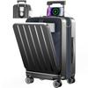 Suitcase with Expandable Carry Front Lightweight Carry Large with USB with Cup Hidden Hook Zipper Double TSA Lock Carry Business Hospitalization L
