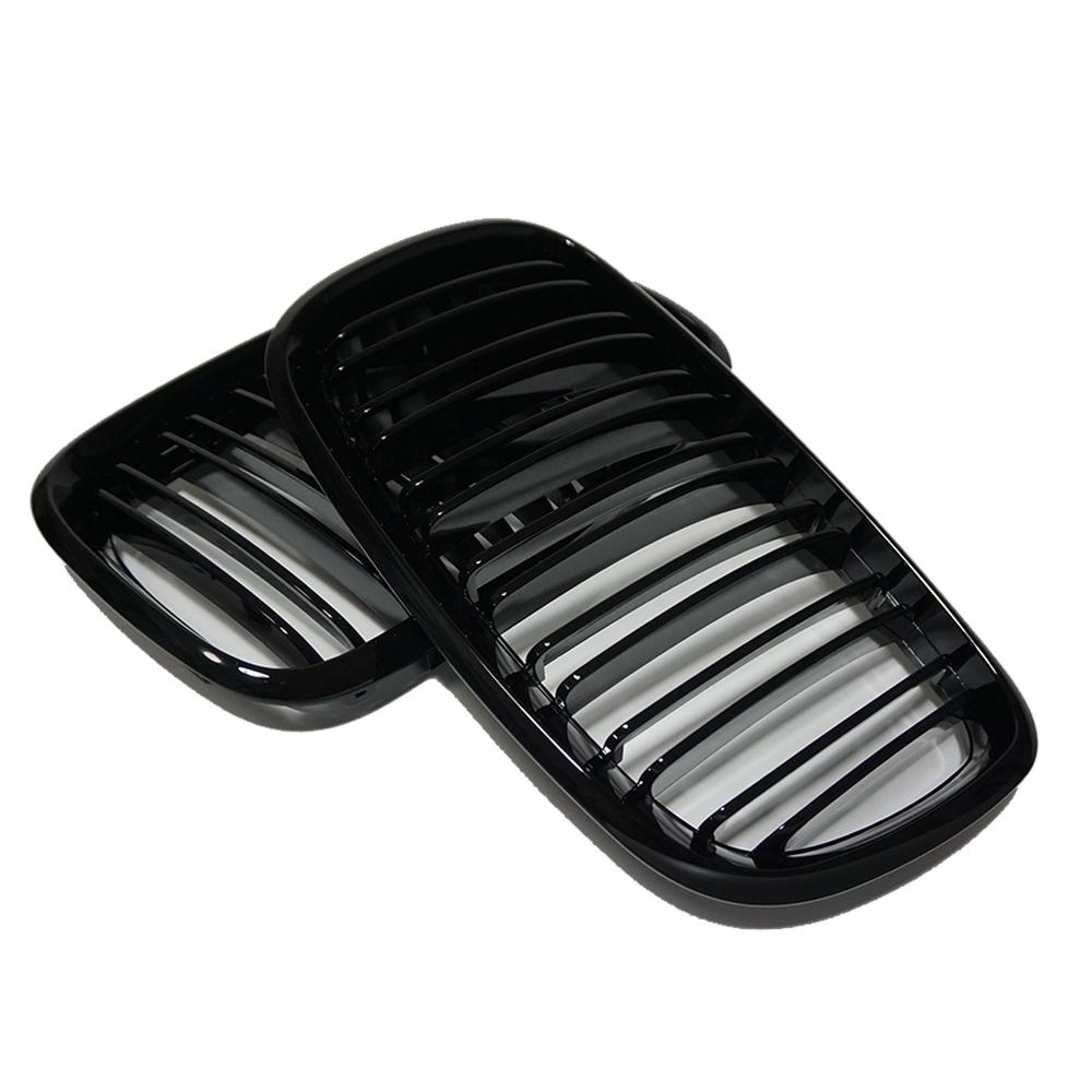 2PCS Bumper Kidney Grille Front Grill Double Slat Line For BMW X5 X6 E70 E71 2008-2013 Car Styling Gloss Black Racing