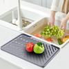 Silicone Drain Mat Kitchen Sink Slope Design Heat-Resistant Drain Pad Cookware Drying Tray Air Circulation Drain Mat