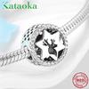 KATAOKA Genuine 925 Sterling Silver Christmas Lucky Elk Charms Animal Beads Fits Original European Women Bracelet Bangle DIY Jewelry