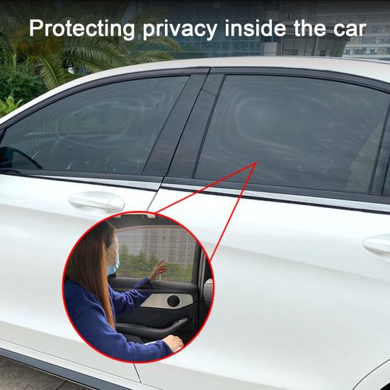 1 Pair Car Rear Window Sunshade UV Protect Shield Mesh Prevent Mosquito Sunshine Privacy Protection Elastic Folding Curtain for Most Vehicles Sedans