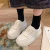 Thick-soled Little White Shoes Women's 2025 Spring New Leather Versatile Casual Lace-up Women's Korean Version of Student Height-increasing B