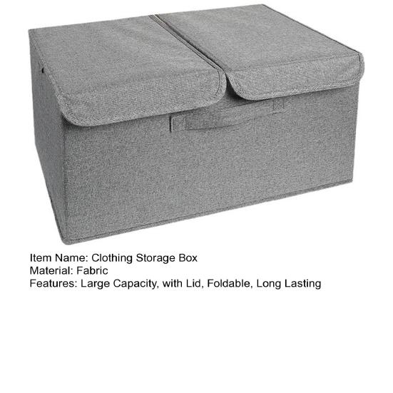 Clothing Storage Box with Dustproof Lid Foldable Design Large Capacity Toys Blankets Storage Basket with Reinforced Handles