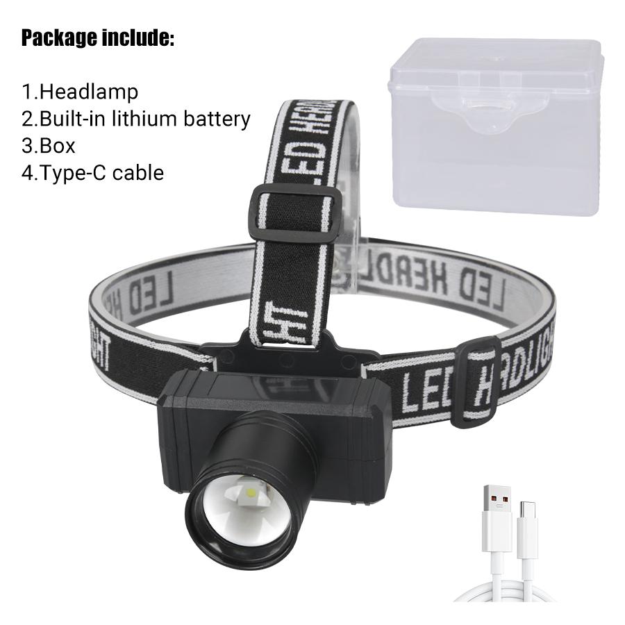 Outdoor Portable Mini Powerful LED Headlight USB Rechargeable Head Lamp with 3 Lighting Modes for Camping Fishing Work Lamp