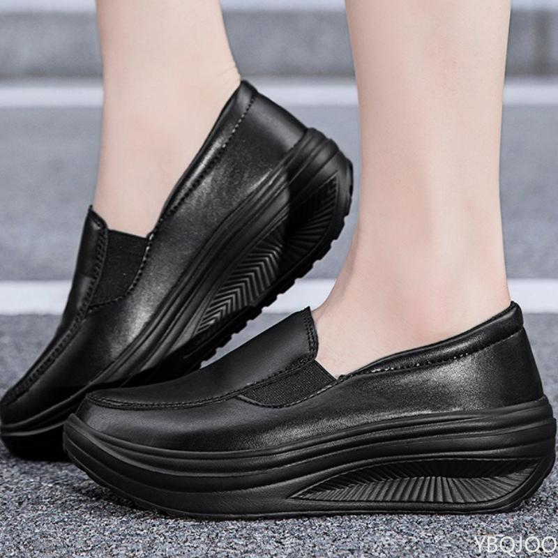 Spring Autumn New White Women's Sports Shoes with Thick Sole Increased Height Simple Comfortable Versatile Single Shoe