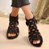Fashion Brand Design Crystal Roman Sandals Women Peep Top Wedge Sandalias Mujer 2024 Summer Hollow Out Gladiator Shoes Woman Plus Size