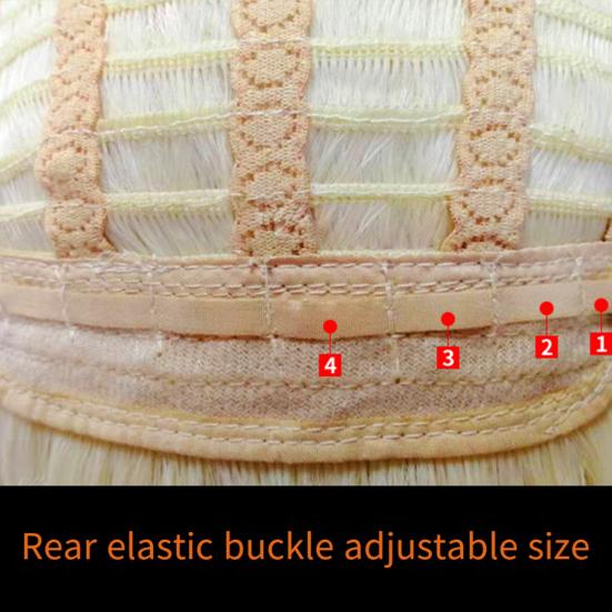 Women Short Straight Wig Wispy Bangs Natural Heat Resistant High Temperature Fiber Ladies Highlights Bobo Synthetic Hair