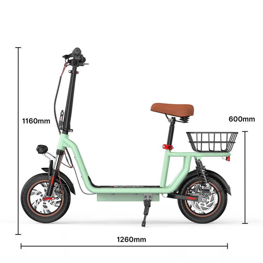 iScooter I12 Electric Scooter For Unisex 25KM/H 500W 7.5Ah 12 Inch Pneumatic Road Tire 30-35KM Range City Commuting E-Scooter with Basket