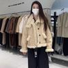 Women's 2024 Winter Shearling Lambswool Jacket, Small Size, Thick Suede Top