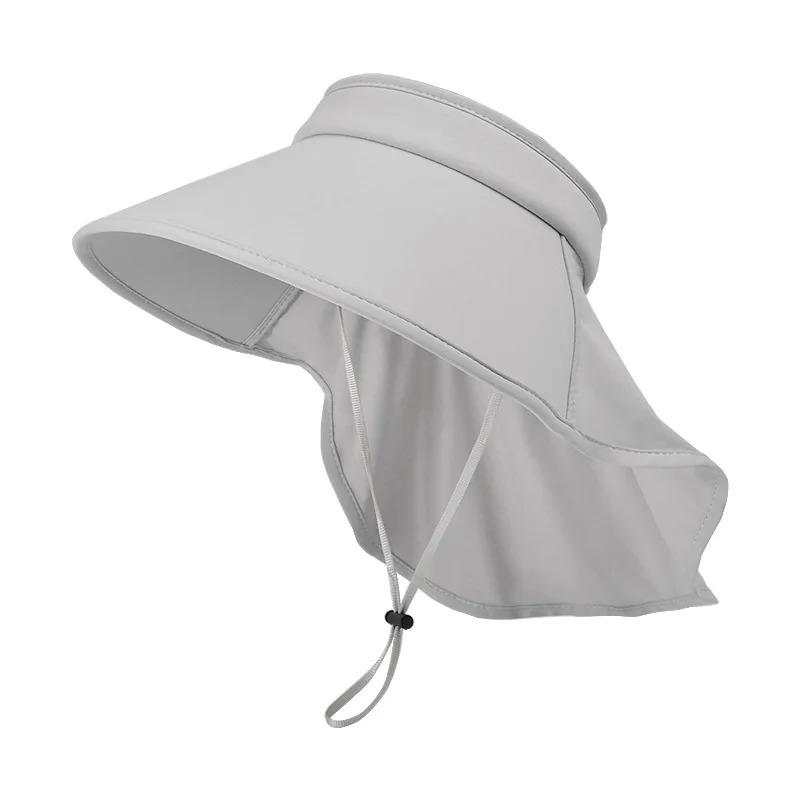 Outdoor Sun Bucket Hat for Women Men Large Brim Shawl Sun Hat Ice Silk UV Protection Sunshade Empty Top Cap Hiking Fishing Climb Visors Headwear