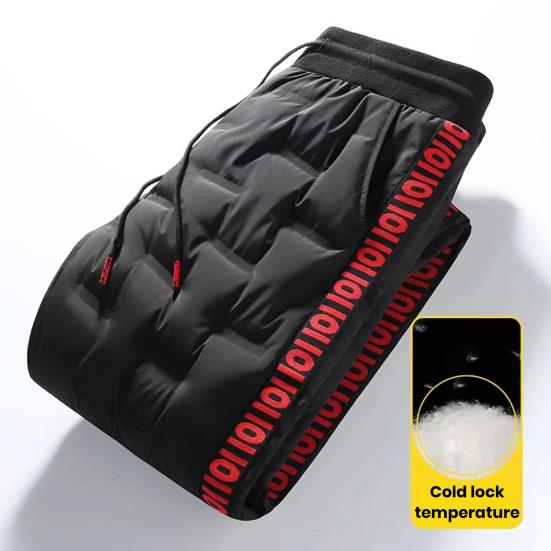 Autumn Winter Down Pants Elastic Waist Drawstring Solid Color Thickened Warm Pants Windproof Snow Warm Cotton Pants