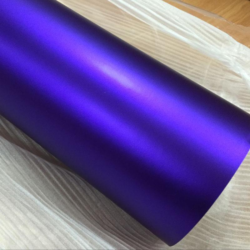 Premium Matte Metallic Chrome Vinyl Car Wrap Film With Air Bubble Purple Satin Metallic Sticker Foil For Car Wrapping Covering