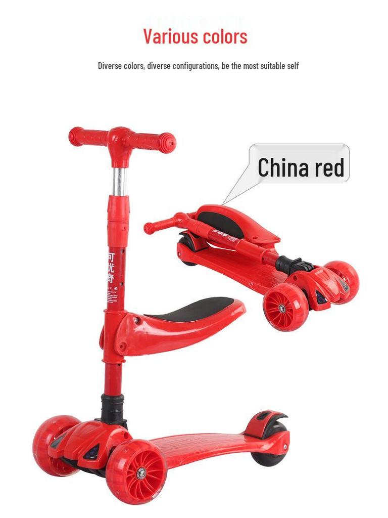 Foldable Children's Scooter with Seat for Ages 2-9