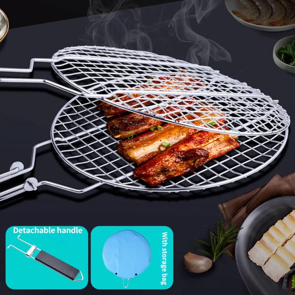 304 Stainless Steel BBQ Mesh Non Stick Grilling Basket Grill Mesh Mat Meat Vegetable Steak Picnic Party Barbecue Tool