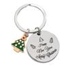 Christmas Keychain with Key Ring New Year Christmas Pendant Gift Stainless Steel Material Christmas Gift