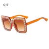 Crystal Oversized Sunglasses for Women Rhinestone Square Diamond Sun Glasses Retro Big Frame Sparkling Glasses