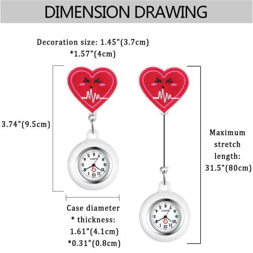 Lancardo Nurse Watch, Analog, Stretchable, Waterproof, Clip-on Watch for Women, Upside-Down, Cute and Stylish, Heart Embroidered Silicone Pocket Watch