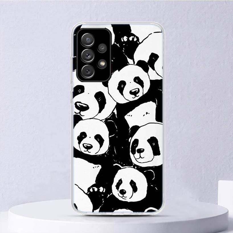 Cartoon Cute Panda Bear Soft Case For Samsung Galaxy A52 A53 A32 A22 A12 5G Phone Cover A33 A23 A13 A72 A73 A02S A03S A42 Coque