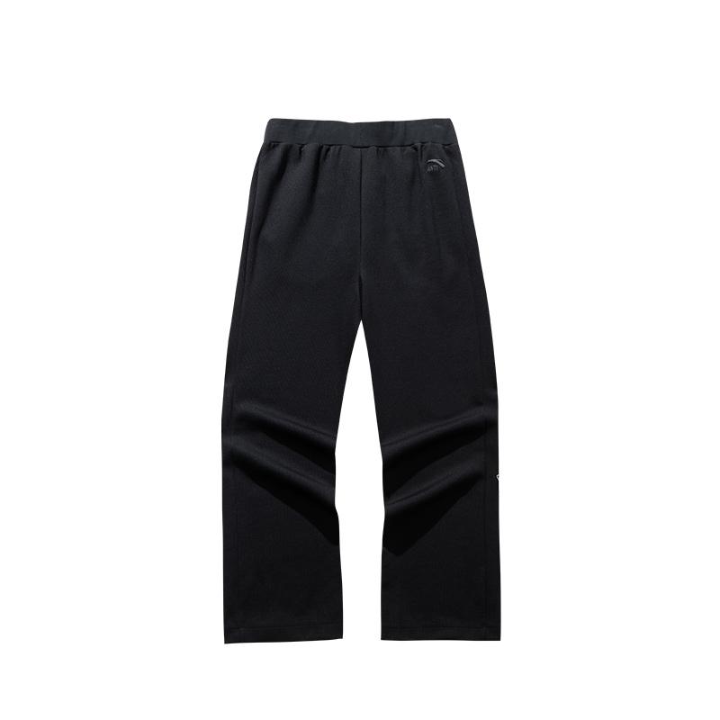 Anta Comfortable Casual Simple Straight Leg Mid Rise Loose Knit Sports Pants Women Bottoms Basic-Black 162518304-3