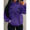 Simple Word Cat Smile Pattern Women Hoodies Fashion Casual Streetwear Personality Hoodie Trendy Fleece Pulloverar