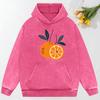Delicious Orange Pattern Print Women Snow Wash Hoodies Fashion Oversize Top Sportswears All-Match Cotton Hoody
